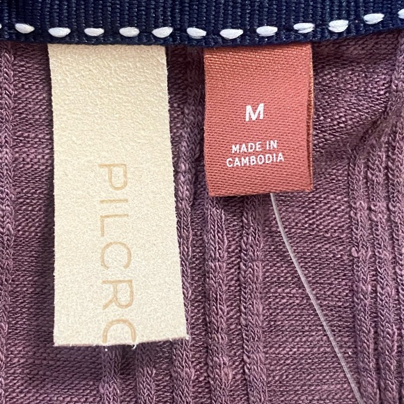 Anthropologie Pilcro Shirt Womens Ribbed Ruched Long Sleeve Top Size Medium NEW - Picture 7 of 9